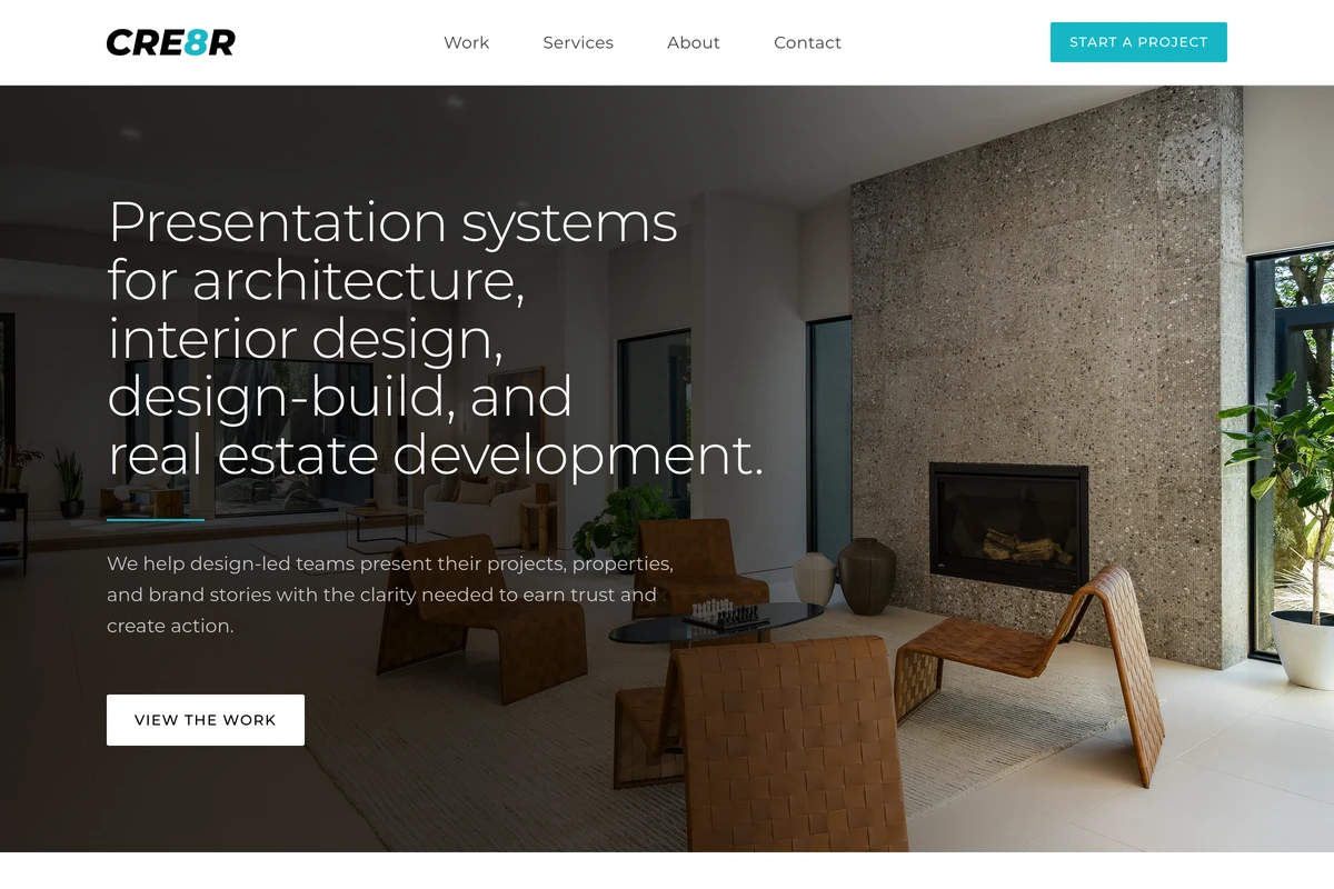 The CRE8R website homepage.